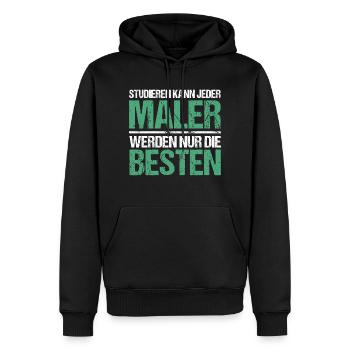 Anyone can study - Maler Edition - Men’s Premium Organic Hoodie - black - Front - Nico (187cm)