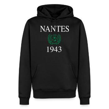 Nantes origin 1943 - Sweat à capuche Premium bio Homme - noir - Devant - Nico (187cm)