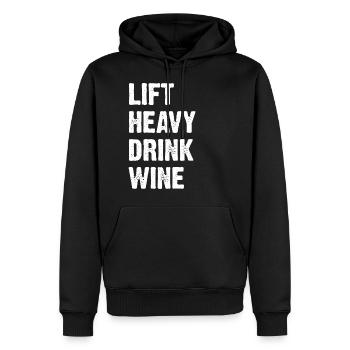 Lift Heavy Drink Wine - Männer Premium Bio Hoodie - Schwarz - Vorne - Nico (187cm)
