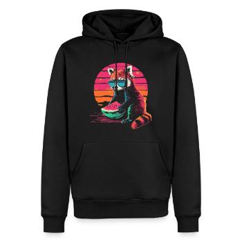 Panda roux Chat Ours Panda roux Pastèque Cool - Sweat à capuche Premium bio Homme - noir - Devant - Nico (187cm)