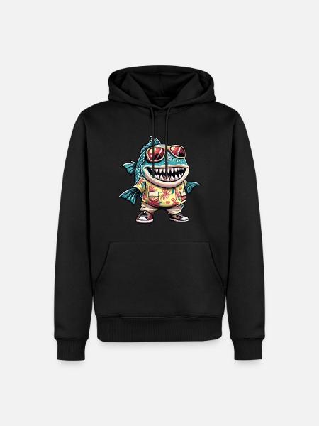 Piranha Fisch Sommer - Männer Premium Bio Hoodie - Schwarz