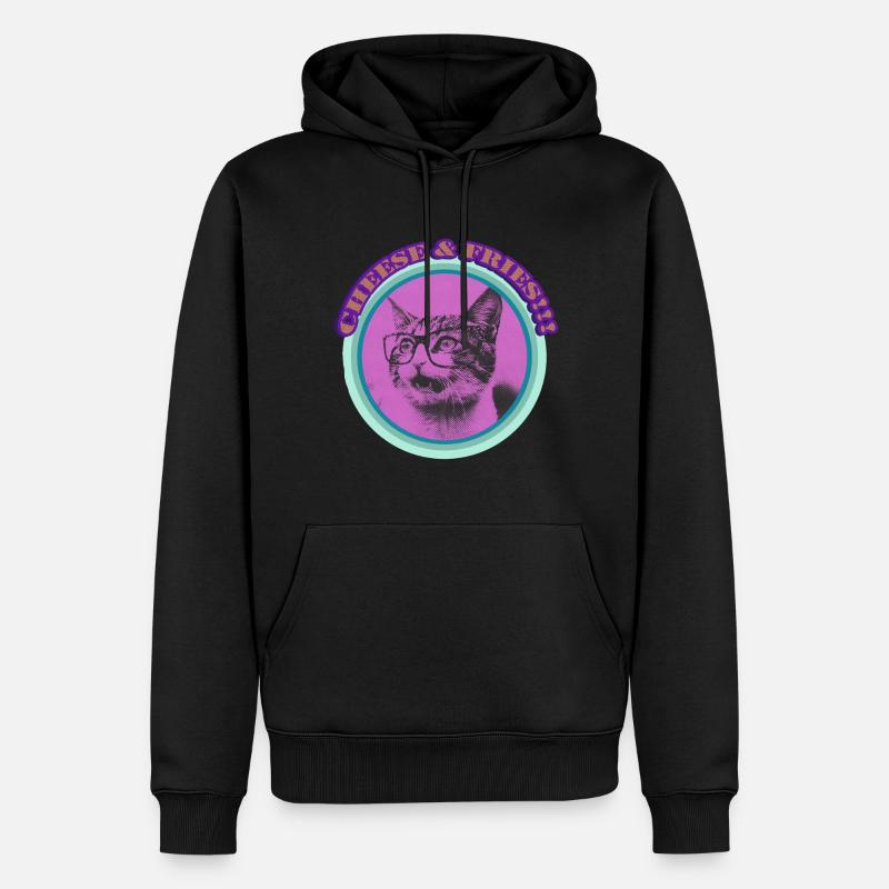 Frites au fromage Chat - Sweat à capuche Premium bio Homme - noir