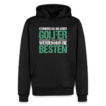 Anyone can study - Golfer Edition - Men’s Premium Organic Hoodie - black - Front - Nico (187cm)