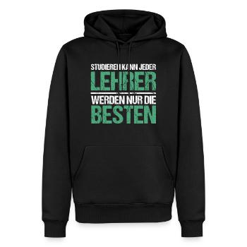 Tout le monde peut étudier - Édition Enseignant - Sweat à capuche Premium bio Homme - noir - Devant - Nico (187cm)
