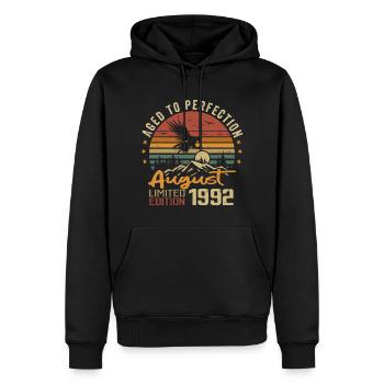 Jahrgang August 1992 Geburtstagsgeschenk August 1992 - Männer Premium Bio Hoodie - Schwarz - Vorne - Nico (187cm)