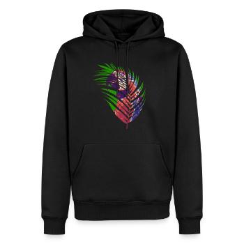 Papagei im Blatt - Männer Premium Bio Hoodie - Schwarz - Vorne - Nico (187cm)