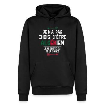 Algérien - Algérie - Homme - Cadeau - Chance - Sweat à capuche Premium bio Homme - noir - Devant - Nico (187cm)