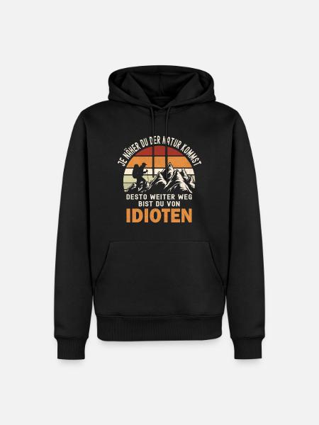 Lustiger Spruch zum Wandern - Männer Premium Bio Hoodie - Schwarz