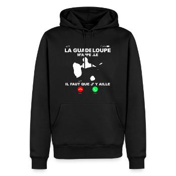 L'Amour Du Pays Citation La Guadeloupe M'appelle - Sweat à capuche Premium bio Homme - noir - Devant - Nico (187cm)