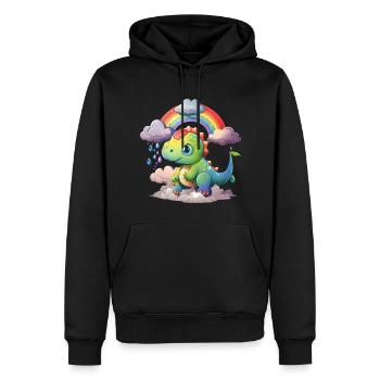 Dinosaurier Dino Baby Regenbogen Geschenk - Männer Premium Bio Hoodie - Schwarz - Vorne - Nico (187cm)