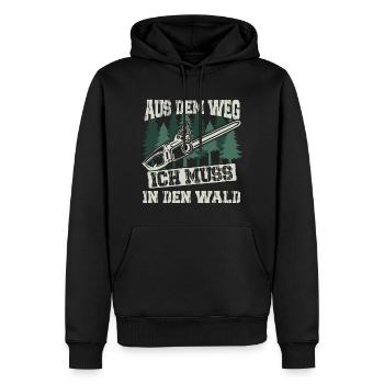 Aus dem Weg ich muss in den Wald - Männer Premium Bio Hoodie - Schwarz - Vorne - Nico (187cm)