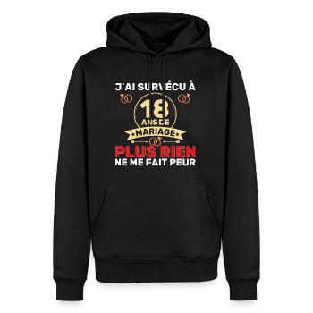 18 Ans De Mariage Noces De Coton Cadeau Mari 18eme - Sweat à capuche Premium bio Homme - noir - Devant - Nico (187cm)