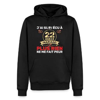 22 Ans De Mariage Noces De Coton Cadeau Mari 22eme - Sweat à capuche Premium bio Homme - noir - Devant - Nico (187cm)