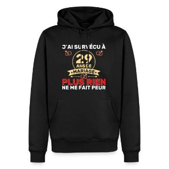 29 Ans De Mariage Noces De Coton Cadeau Mari 29eme - Sweat à capuche Premium bio Homme - noir - Devant - Nico (187cm)