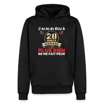 28 Ans De Mariage Noces De Coton Cadeau Mari 28eme - Sweat à capuche Premium bio Homme - noir - Devant - Nico (187cm)