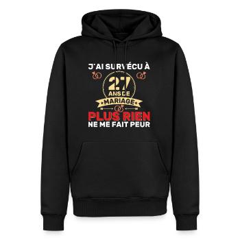 27 Ans De Mariage Noces De Coton Cadeau Mari 27eme - Sweat à capuche Premium bio Homme - noir - Devant - Nico (187cm)
