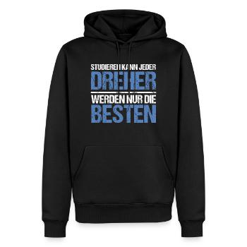 Anyone can study - Dreher Edition - Men’s Premium Organic Hoodie - black - Front - Nico (187cm)