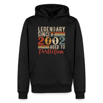 Légendaire Depuis 2002 Cadeau D'anniversaire 2002 - Sweat à capuche Premium bio Homme - noir - Devant - Nico (187cm)