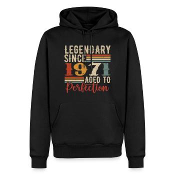Légendaire Depuis 1971 Cadeau D'anniversaire 1971 - Sweat à capuche Premium bio Homme - noir - Devant - Nico (187cm)