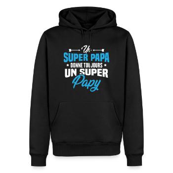Un super papa donne toujours un super papy - Sweat à capuche Premium bio Homme - noir - Devant - Nico (187cm)