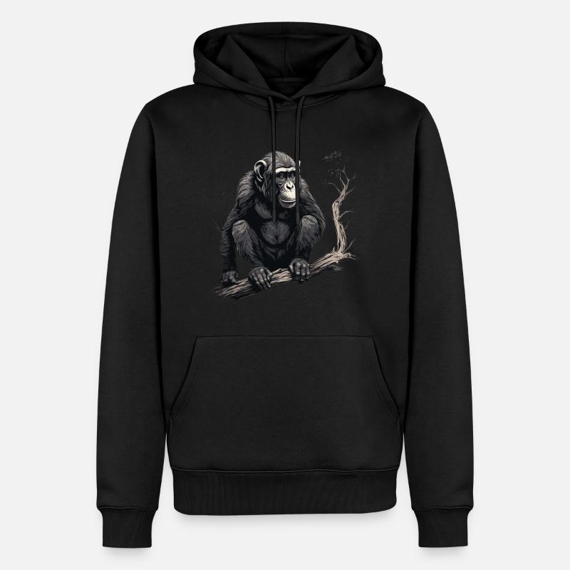 Singe chimpanzé - Sweat à capuche Premium bio Homme - noir