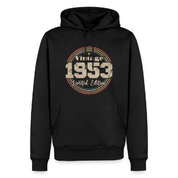 1953 Retro Vintage Geburtstag geboren in - 1953 - Männer Premium Bio Hoodie - Schwarz - Vorne - Nico (187cm)