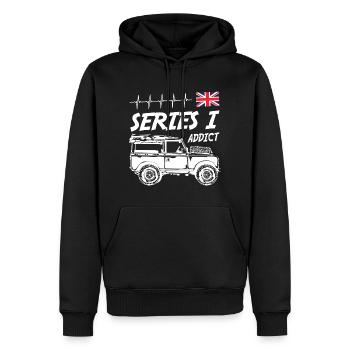 Landy Rover Série I Addict - Sweat à capuche Premium bio Homme - noir - Devant - Nico (187cm)