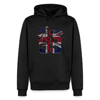 27E ANNIVERSAIRE UK MILLÉSIME 1999 - Sweat à capuche Premium bio Homme - noir - Devant - Nico (187cm)