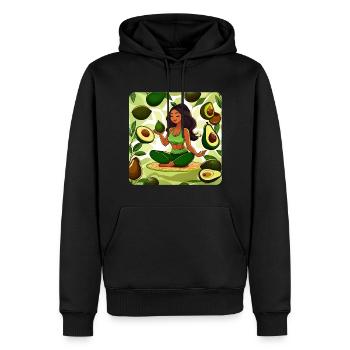 Femme de yoga avec des fruits d’avocat - Sweat à capuche Premium bio Homme - noir - Devant - Nico (187cm)