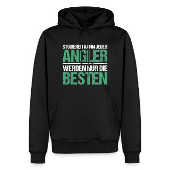 Anyone can study - Angler Edition - Men’s Premium Organic Hoodie - black - Front - Nico (187cm)