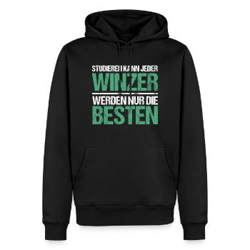 Anyone can study - Winzer Edition - Men’s Premium Organic Hoodie - black - Front - Nico (187cm)