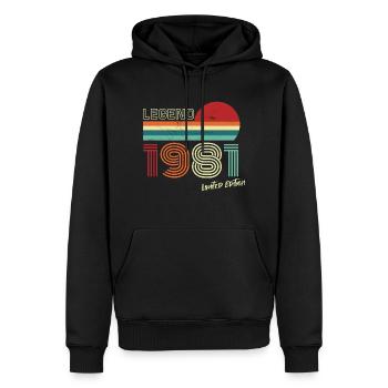 Légende 1981 Anniversaire Chemise Cadeau Anniversaire - Sweat à capuche Premium bio Homme - noir - Devant - Nico (187cm)
