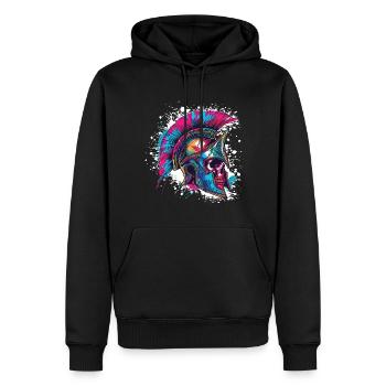 Spartaner Totenkopf Gladiator - Männer Premium Bio Hoodie - Schwarz - Vorne - Nico (187cm)