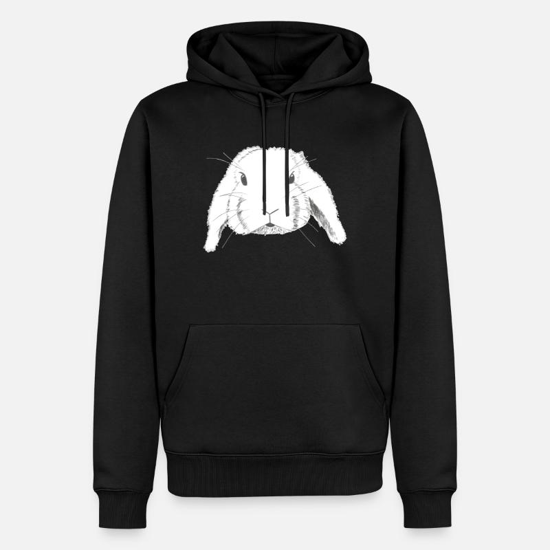 Widder Kaninchen Zeichnung - Männer Premium Bio Hoodie - Schwarz