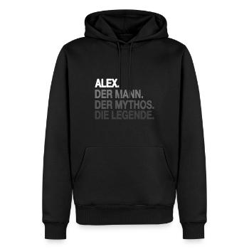 Alex Der Mann Der Mythos Die Legende - Männer Premium Bio Hoodie - Schwarz - Vorne - Nico (187cm)
