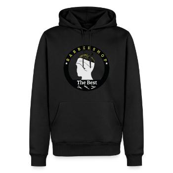 coiffeur - Sweat à capuche Premium bio Homme - noir - Devant - Nico (187cm)