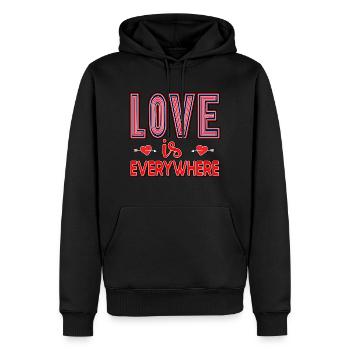 Love is Everywere dans une belle police - Sweat à capuche Premium bio Homme - noir - Devant - Nico (187cm)