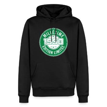 Millésime 1950 | édition limitée - Sweat à capuche Premium bio Homme - noir - Devant - Nico (187cm)