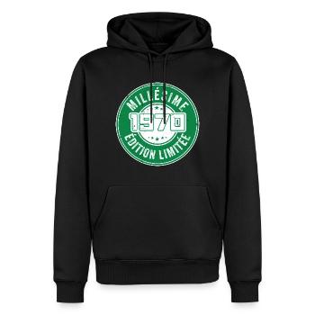Millésime 1970 | édition limitée Anniversaire 1970 - Sweat à capuche Premium bio Homme - noir - Devant - Nico (187cm)
