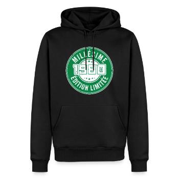 Millésime 1980 | édition limitée Anniversaire 1980 - Sweat à capuche Premium bio Homme - noir - Devant - Nico (187cm)