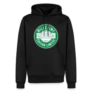 Millésime 2020 | édition limitée Anniversaire 2020 - Sweat à capuche Premium bio Homme - noir - Devant - Nico (187cm)