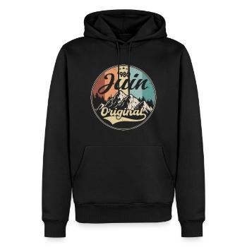 Juin 1980 - Juin 1980 Anniversaire 1980 Original - Sweat à capuche Premium bio Homme - noir - Devant - Nico (187cm)