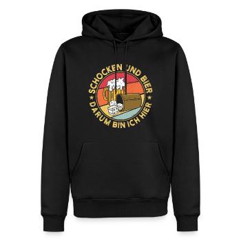 Schocken und Bier darum bin ich hier Bier Trinken - Männer Premium Bio Hoodie - Schwarz - Vorne - Nico (187cm)