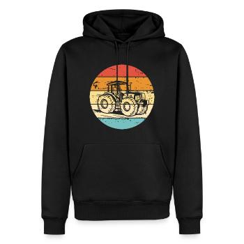 Retro Tractor Farmer Vintage Farmer Tractor Driver - Sweat à capuche Premium bio Homme - noir - Devant - Nico (187cm)