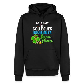 Bonne Chance Collègue On T'aime Cadeau Départ - Sweat à capuche Premium bio Homme - noir - Devant - Nico (187cm)