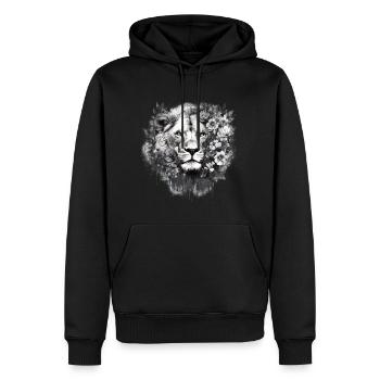 Black and white drawing of a lions - Männer Premium Bio Hoodie - Schwarz - Vorne - Nico (187cm)