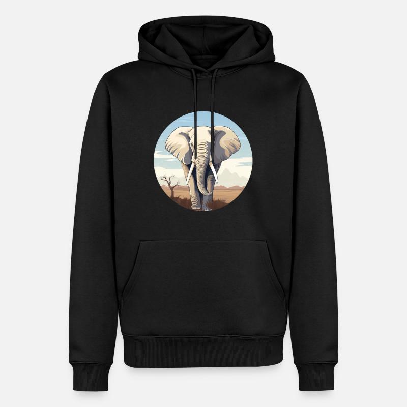 Elefant - Männer Premium Bio Hoodie - Schwarz