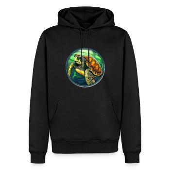 Tortue - Sweat à capuche Premium bio Homme - noir - Devant - Nico (187cm)