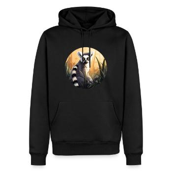 Lémurien - Sweat à capuche Premium bio Homme - noir - Devant - Nico (187cm)