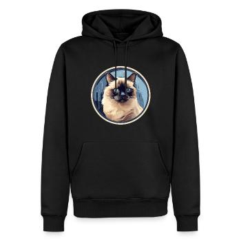 Chat birman - Sweat à capuche Premium bio Homme - noir - Devant - Nico (187cm)
